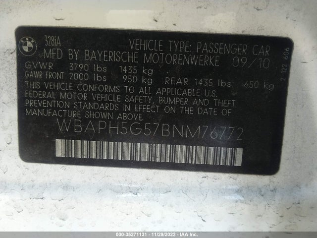 BMW 3 Series 328i 2011 WBAPH5G57BNM76772 Image 9
