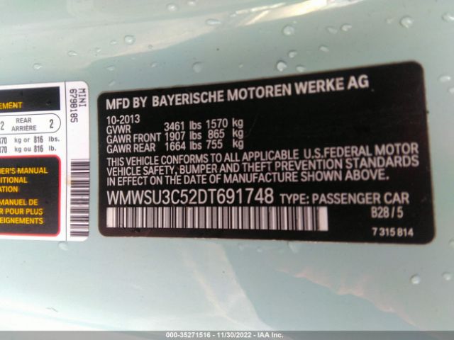 WMWSU3C52DT691748 Mini COOPER HARDTOP