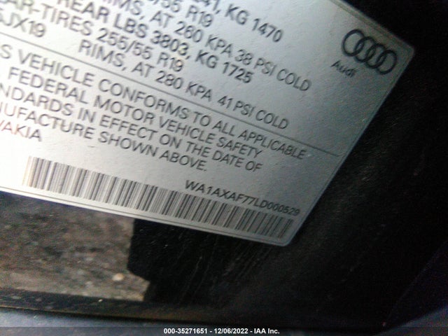 2020 Audi Q7, VIN: WA1AXAF77LD000529