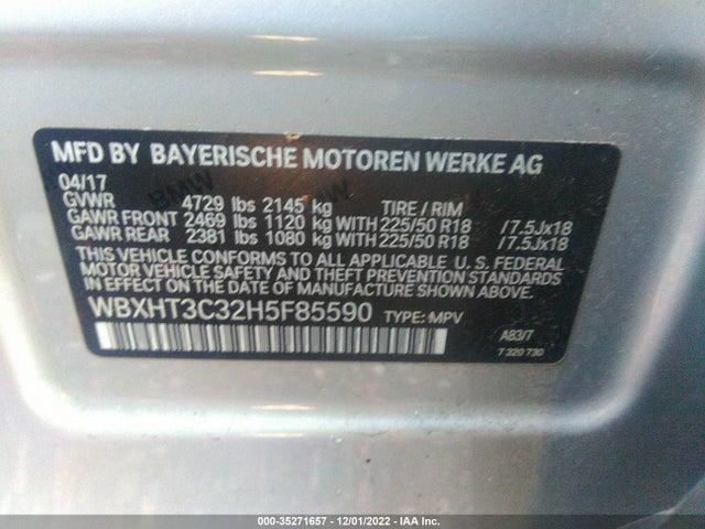 2017 BMW X1, VIN: WBXHT3C32H5F85590