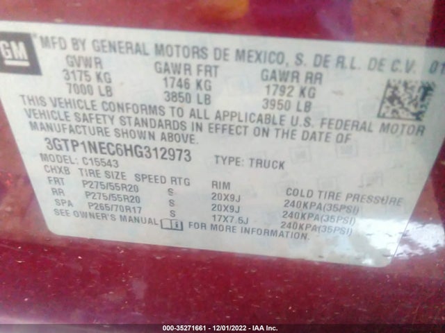 2017 GMC SIERRA 1500 SLT VIN: 3GTP1NEC6HG312973