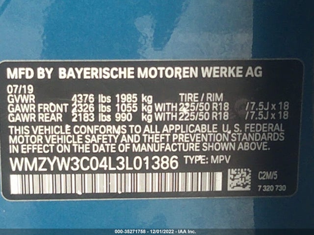 2020 MINI COUNTRYMAN COOPER VIN: WMZYW3C04L3L01386