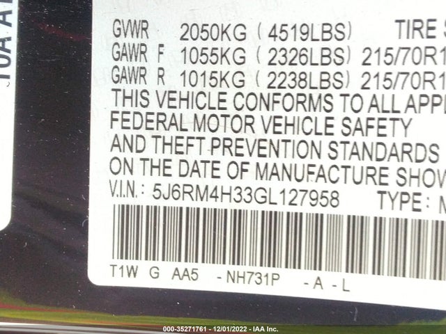 Honda CR-V LX 2016 5J6RM4H33GL127958 Image 10