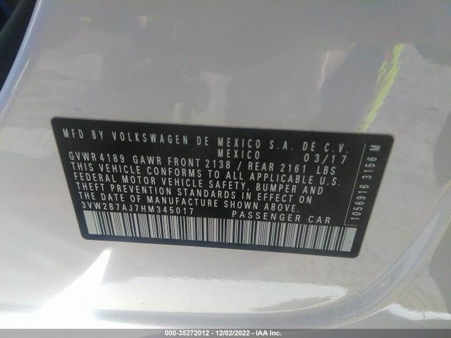 Volkswagen Jetta 2017 3VW2B7AJ7HM345017 Image 10