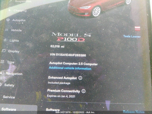 2018 Tesla Model S, VIN: 5YJSA1E49JF263386