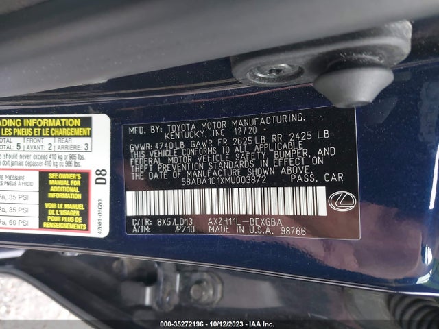 2021 Lexus ES, VIN: 58ADA1C1XMU003872