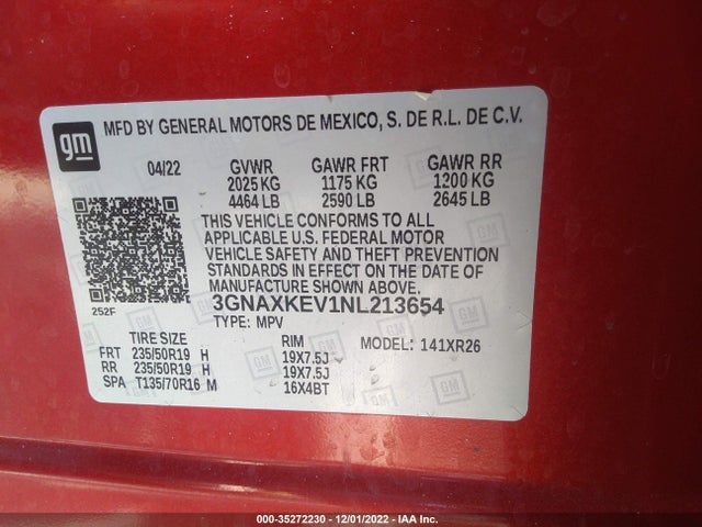 Chevrolet EQUINOX LT 2022 3GNAXKEV1NL213654 Image 9