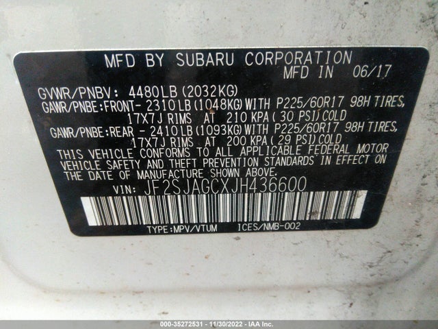 2018 Subaru Forester, VIN: JF2SJAGCXJH436600