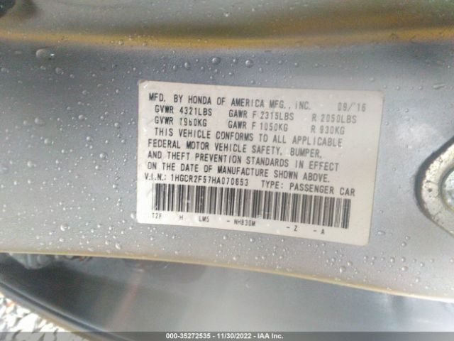 1HGCR2F57HA070653 Honda Accord Sedan Sport