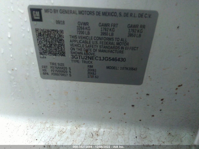 2018 GMC Sierra 1500, VIN: 3GTU2NEC1JG546430