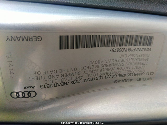 Audi A4 PREMIUM 2017 WAUANAF49HN066757 Image 9