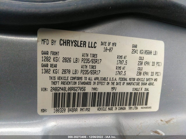 2A8GM48L08R627056 Chrysler Pacifica Lx