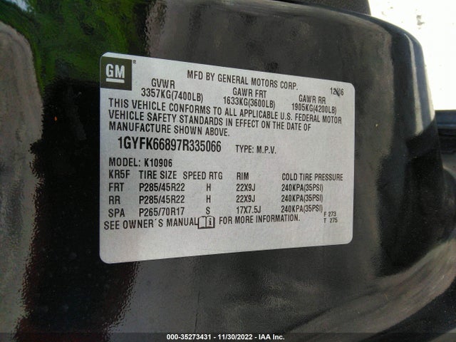 Cadillac ESCALADE ESV 2007 1GYFK66897R335066 Image 10
