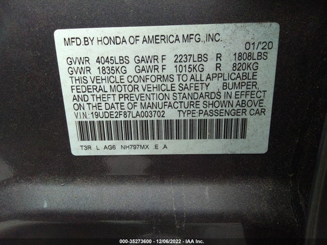 2020 Acura ILX, VIN: 19UDE2F87LA003702