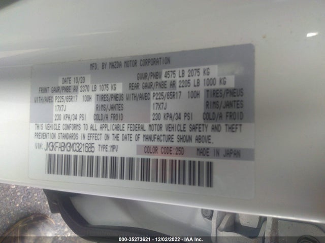 2021 MAZDA CX-5 VIN: JM3KFABM3M0321685