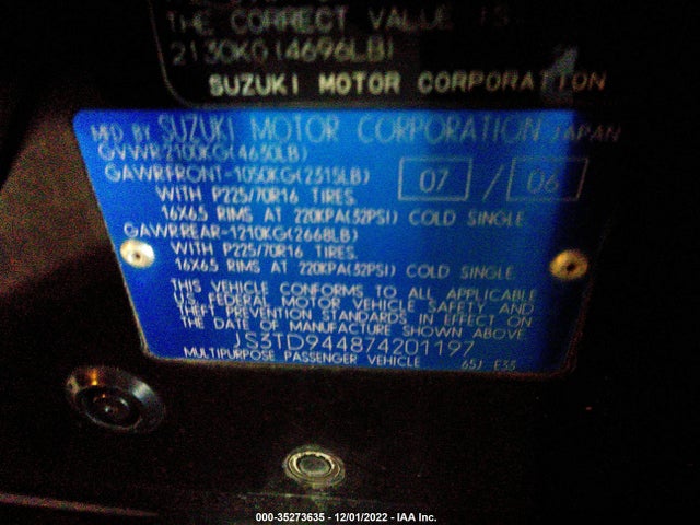 JS3TD944874201197 Suzuki Grand Vitara
