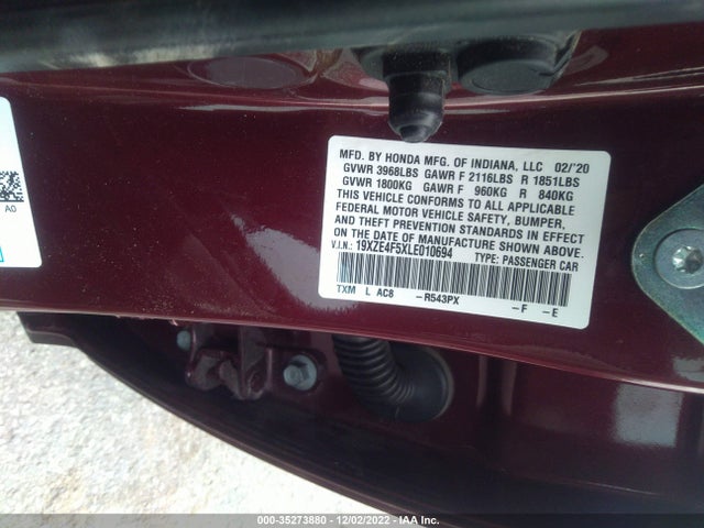 2020 Honda Insight, VIN: 19XZE4F5XLE010694