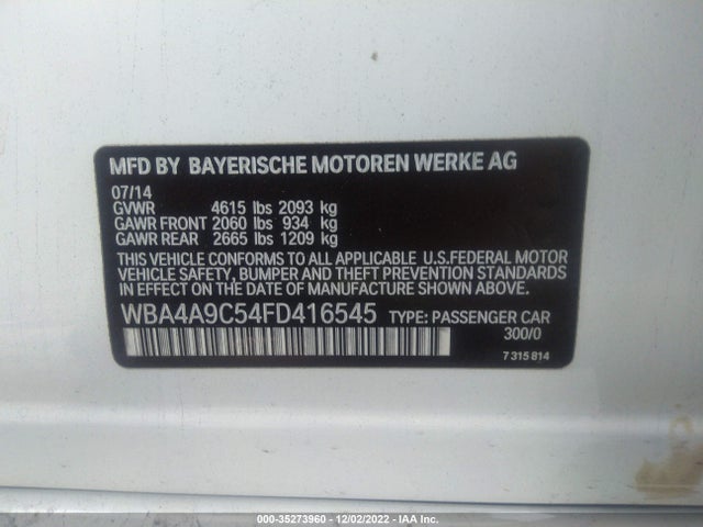 2015 BMW 4 Series, VIN: WBA4A9C54FD416545