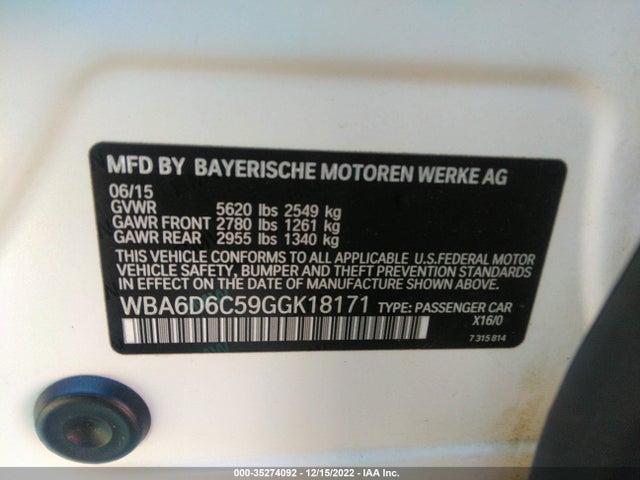 BMW ALPINA B6 2016 WBA6D6C59GGK18171 Image 11
