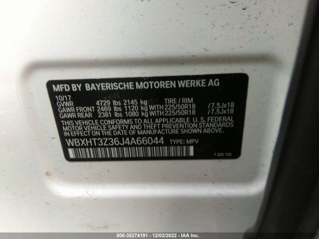 2018 BMW X1, VIN: WBXHT3Z36J4A66044