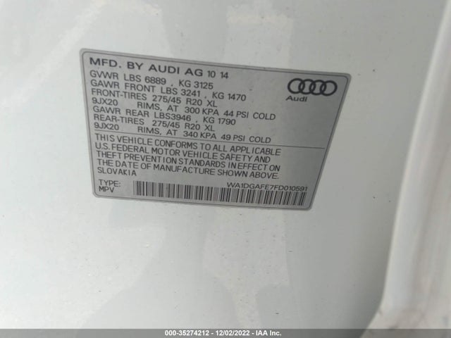 2015 Audi Q7, VIN: WA1DGAFE7FD010591