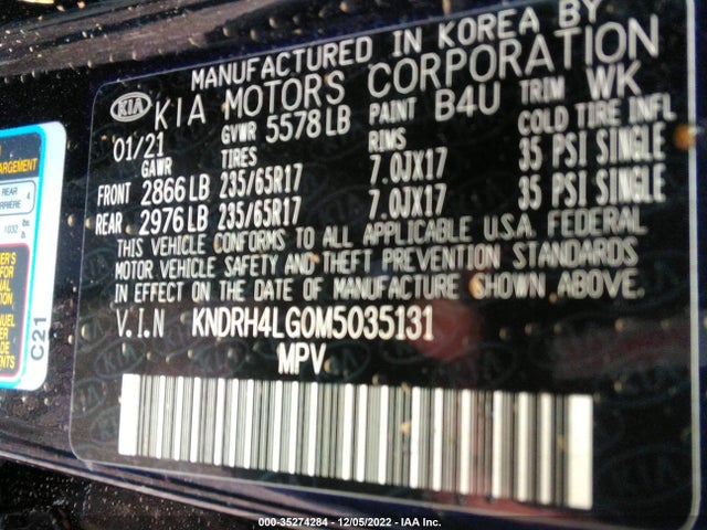 2021 Kia Sorento, VIN: KNDRH4LG0M5035131