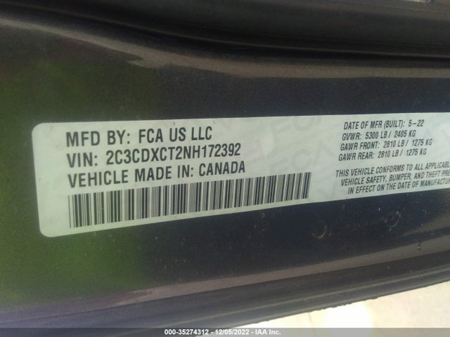 Dodge CHARGER R/T 2022 2C3CDXCT2NH172392 Image 9