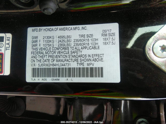 Honda Cr-v Ex-l 2017 5J6RW2H84HL044731 Image 9