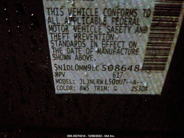 2020 Infiniti QX60, VIN: 5N1DL0MM9LC508648