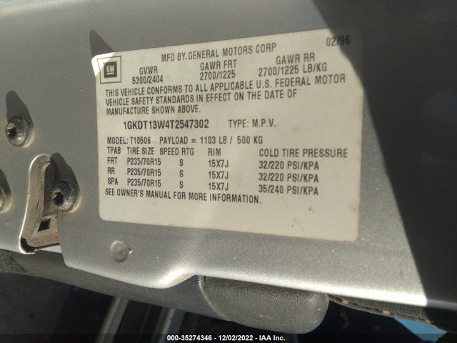 GMC Jimmy 1996 1GKDT13W4T2547302 Image 10