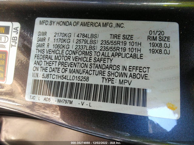 2020 Acura RDX, VIN: 5J8TC1H54LL015258