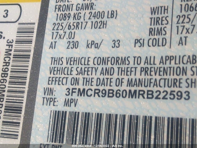 2021 Ford Bronco, VIN: 3FMCR9B60MRB22593