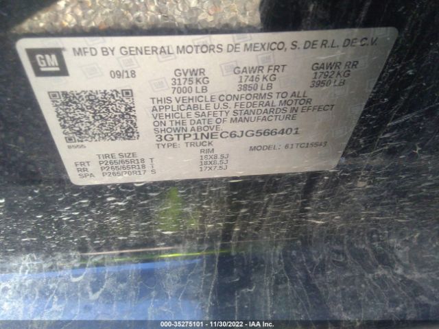 3GTP1NEC6JG566401 GMC Sierra 1500 Slt