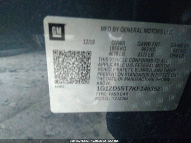 Chevrolet MALIBU LT 2019 1G1ZD5ST7KF145352 Image 10