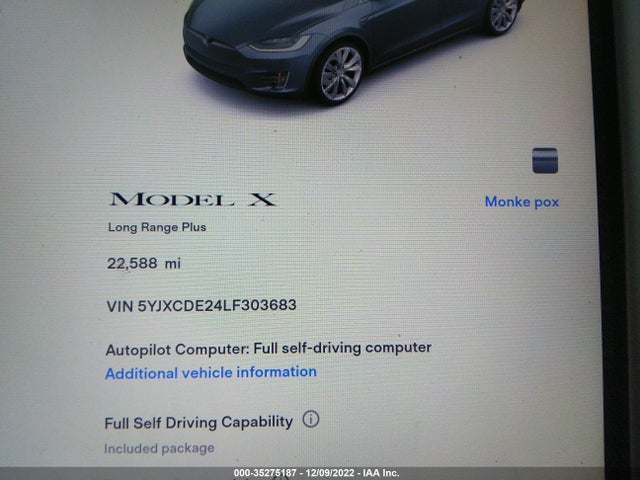 2020 Tesla Model X, VIN: 5YJXCDE24LF303683