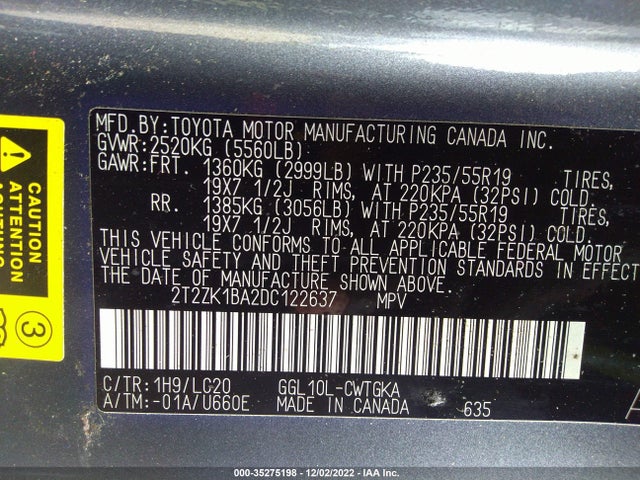 Lexus RX 350 2013 2T2ZK1BA2DC122637 Image 10