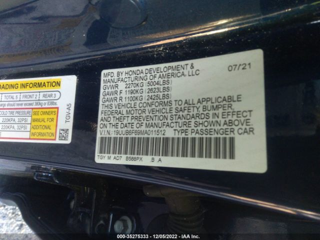 19UUB6F69MA011512 Acura Tlx W/advance Package
