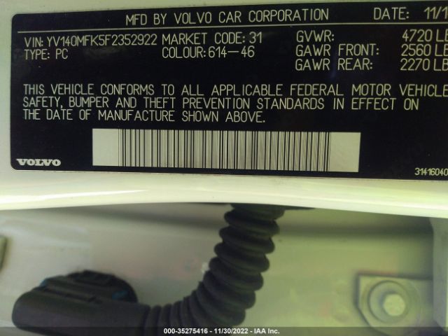 YV140MFK5F2352922 Volvo S60 T5 Drive-e Premier