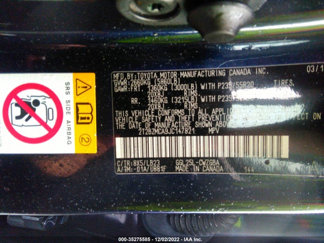 2T2BZMCA9JC147821 Lexus Rx Rx 350