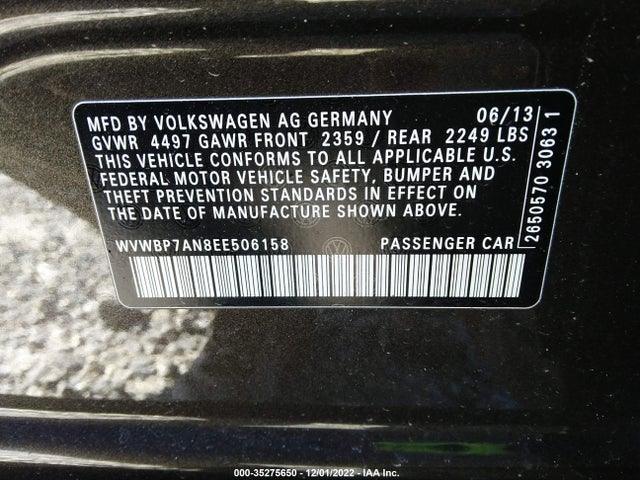 WVWBP7AN8EE506158 Volkswagen CC SPORT