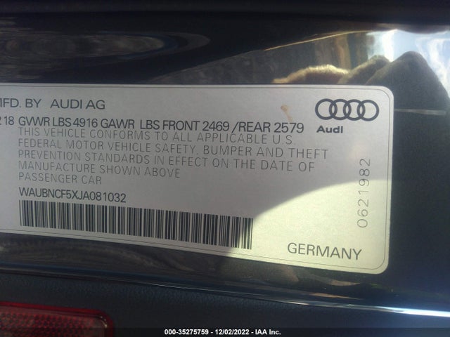 Audi A5 Sportback Premium Plus 2018 WAUBNCF5XJA081032 Image 9