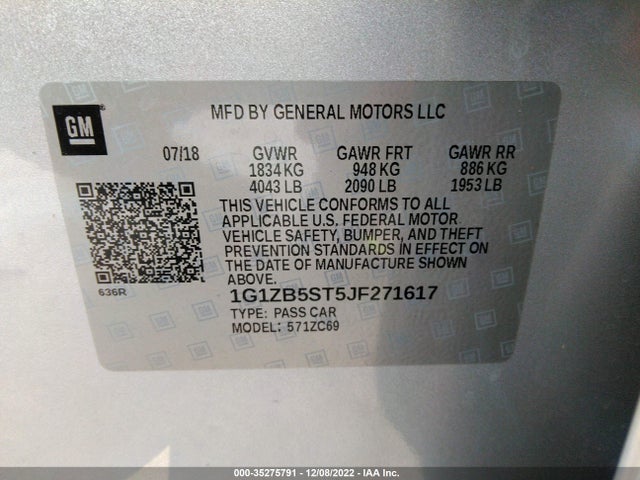 Chevrolet MALIBU LS 2018 1G1ZB5ST5JF271617 Image 9