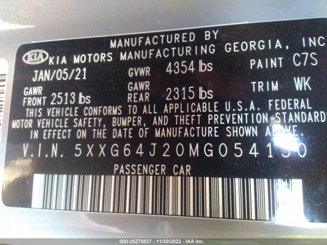 5XXG64J20MG054150 KIA K5 Gt-line