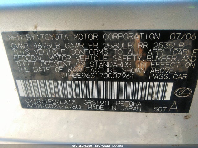 JTHBE96S170007961 Lexus GS 350