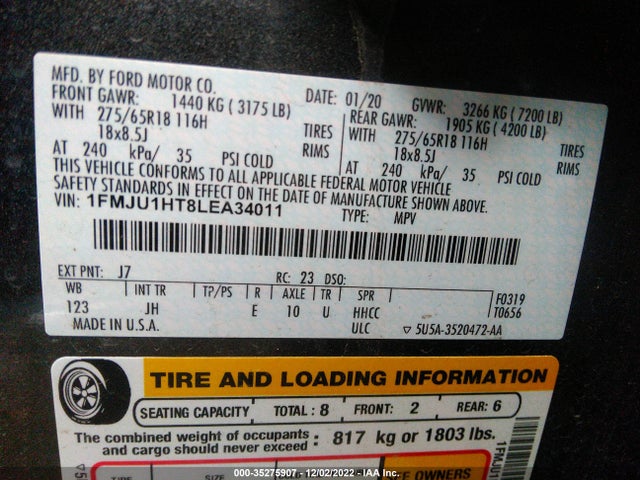 2020 Ford Expedition, VIN: 1FMJU1HT8LEA34011