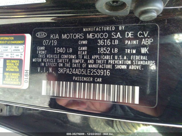 3KPA24AD5LE253916 KIA RIO S