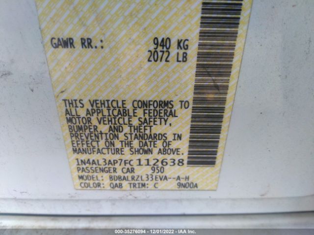 1N4AL3AP7FC112638 Nissan Altima 2.5 Sl
