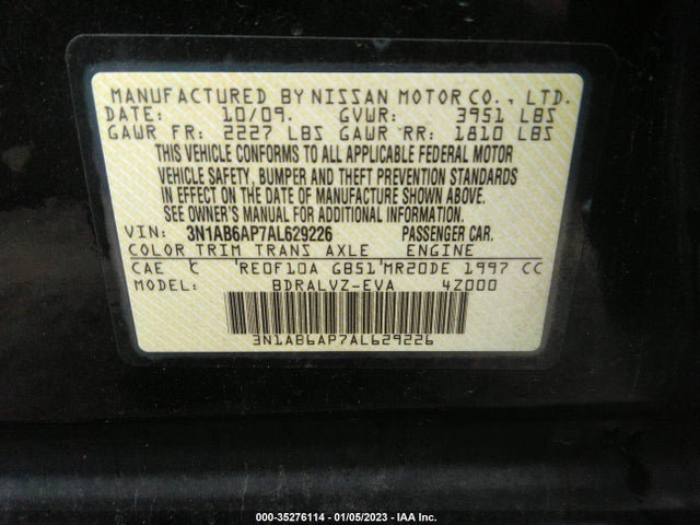 2010 NISSAN SENTRA 2.0 SL VIN: 3N1AB6AP7AL629226