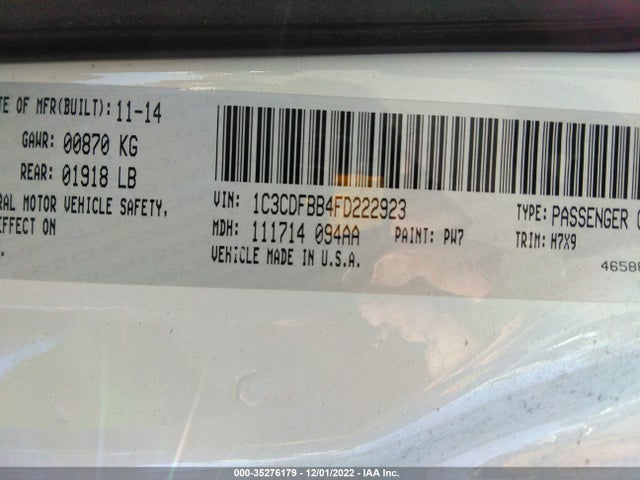 Dodge DART SXT 2015 1C3CDFBB4FD222923 Image 9