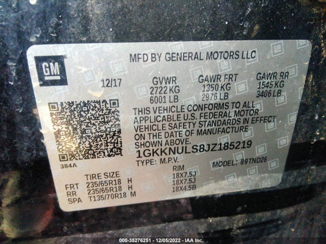 GMC ACADIA SLT 2018 1GKKNULS8JZ185219 Image 10